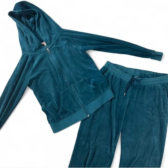 Juicy Couture Teal Velour Hoodie and Pants Set - Picture 5 of 7